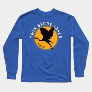 Twin Stone Lakes in Michigan Heron Sunrise Long Sleeve T-Shirt